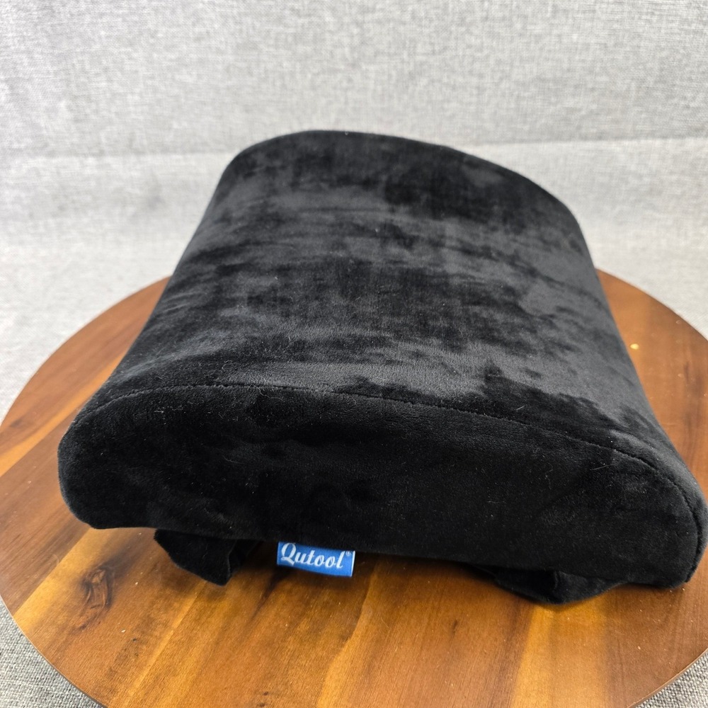 Qutool Black Velour Lumbar Support Pillow Cushion Ergonomic Back Support w/Strap - Picture 2 of 8